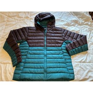 PATAGONIA Hooded Down Sweater Mens X-Large Jacket 800-Fill Belay Blue MSRP $329